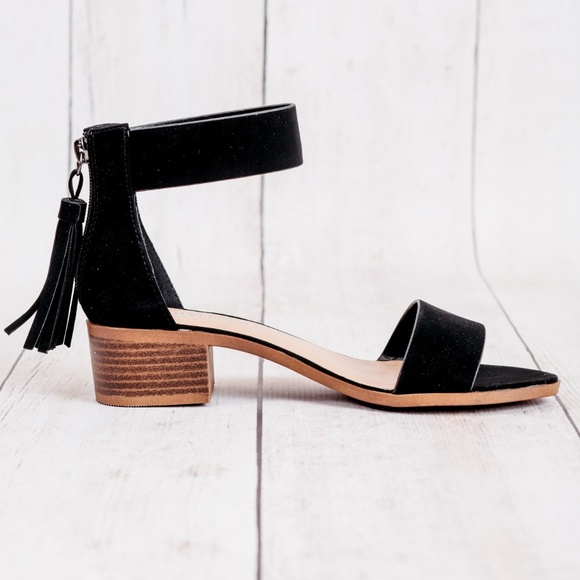 Black Ankle Strap Sandals - Picture 6 of 8